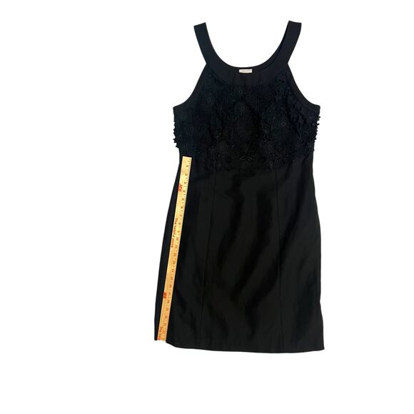 Anthropologie Postmark Mini Shift Dress Black Linen Floral Lace Tank Halter 10 - Picture 15 of 16